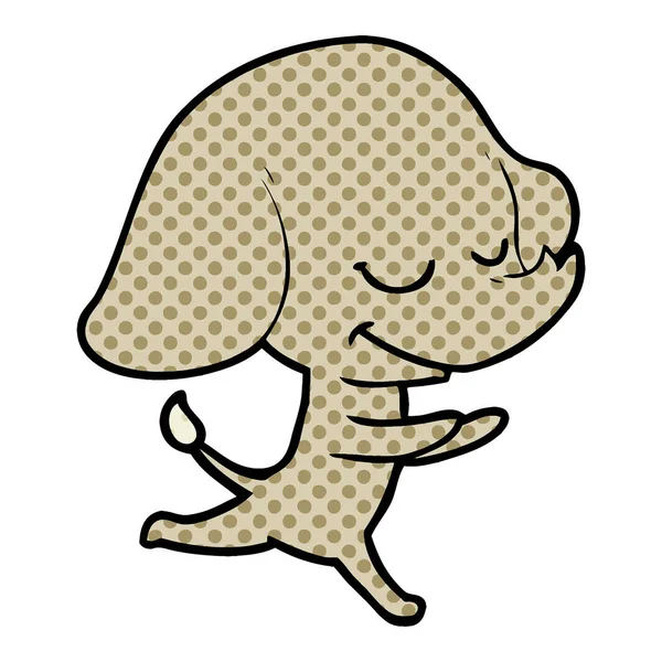 Dibujos Animados Elefante Sonriente Corriendo — Archivo Imágenes Vectoriales