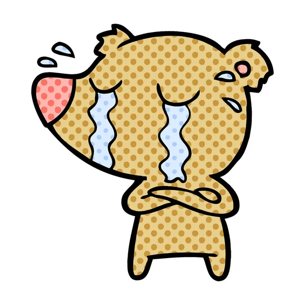 Vector Illustration Cartoon Crying Bear — Stock Vector