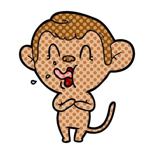 Ilustração Vetorial Macaco Louco Dos Desenhos Animados — Vetor de Stock