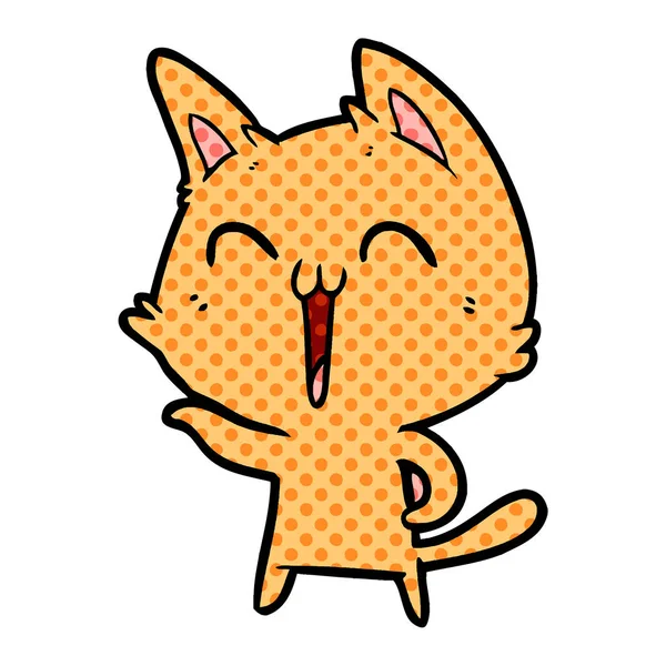 Ilustración Vectorial Feliz Gato Dibujos Animados — Archivo Imágenes Vectoriales