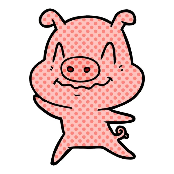 Illustration Vectorielle Cochon Dessin Animé Nerveux — Image vectorielle