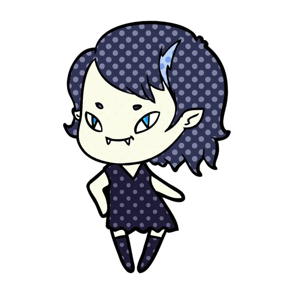 Desenho Animado Legal Vampiro Menina — Vetor de Stock