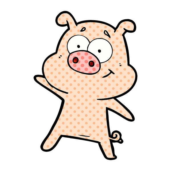 Vector Illustration Happy Cartoon Pig — Stock Vector