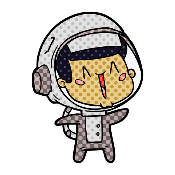 Mutlu Karikatür Astronot Vektör Çizim — Stok Vektör