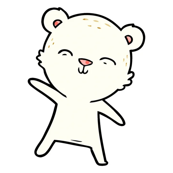 Feliz Desenho Animado Urso Polar Apontando —  Vetores de Stock