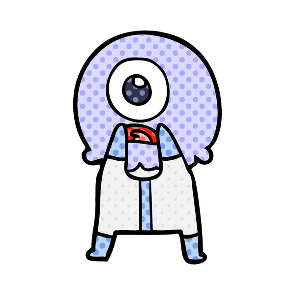 Dessin Animé Cyclops Alien Astronaute — Image vectorielle