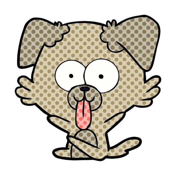 舌を突き出して 犬漫画します — ストックベクタ