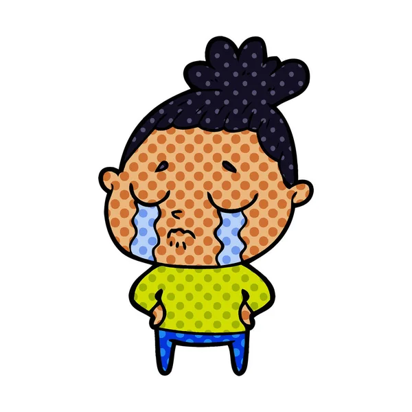 Ilustracja Wektorowa Płacząca Kobieta Kreskówka — Wektor stockowy