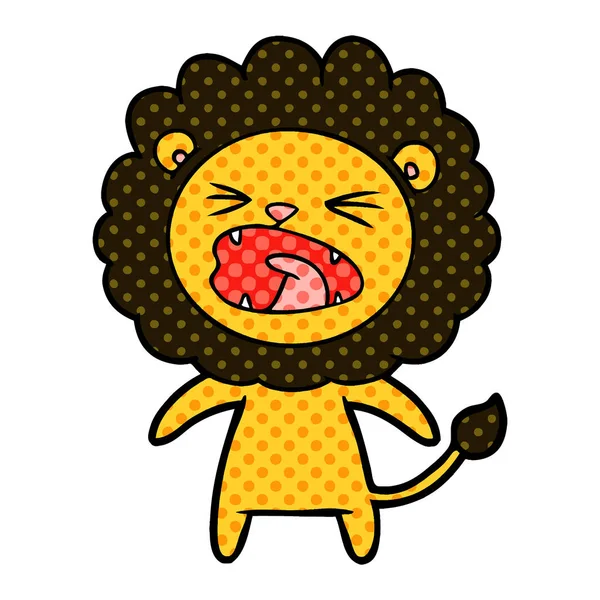 Vector Illustration Cartoon Angry Lion — Stock Vector