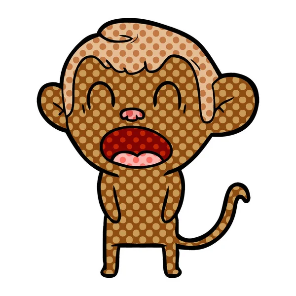 Vector Illustration Yawning Cartoon Monkey — Stock Vector