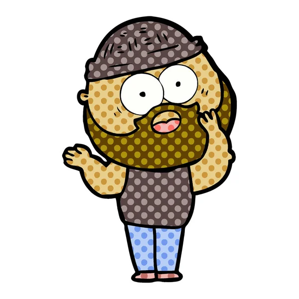 Illustrazione Vettoriale Uomo Barbuto Cartone Animato — Vettoriale Stock
