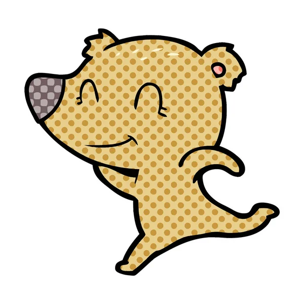 Přátelský Medvěd Běží Kreslený — Stockový vektor