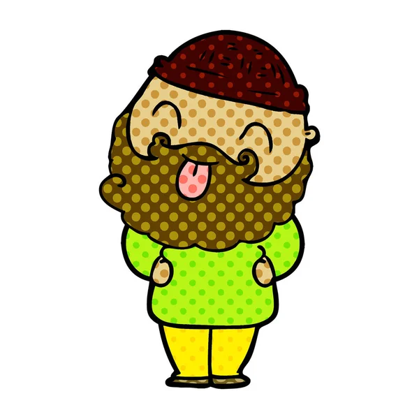 Человек Торчащим Языка Бородой — стоковый вектор