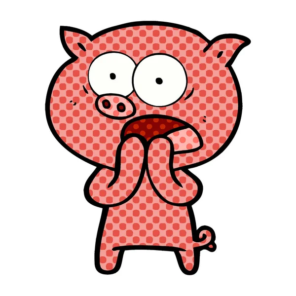 Vector Illustration Cartoon Pig Shouting — Stock Vector