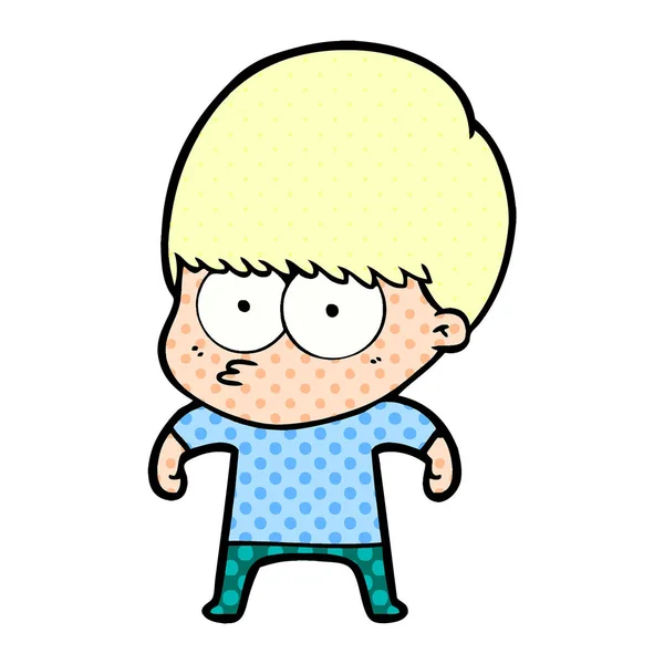 Εικονογράφηση Διάνυσμα Νευρικό Γελοιογραφία Αγόρι — Διανυσματικό Αρχείο