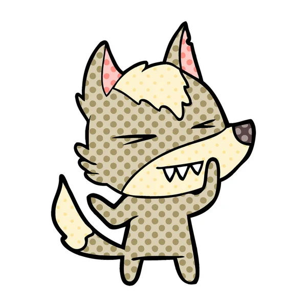 Vectorillustratie Van Boze Wolf Cartoon — Stockvector