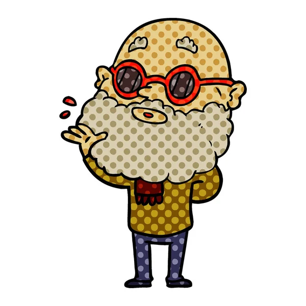 çizgi film meraklı adam sakal ve güneş gözlüğü