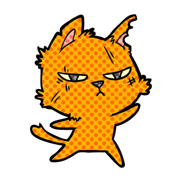Vektorové Ilustrace Tvrdý Kreslená Kočka — Stockový vektor