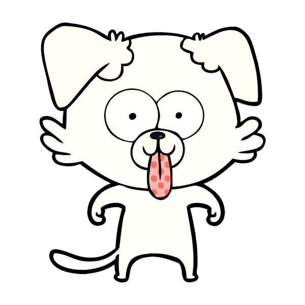 Perro Dibujos Animados Con Lengua Sobresaliendo — Vector de stock