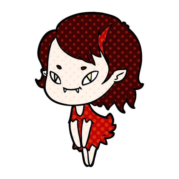 Dibujos Animados Amigable Chica Vampiro — Vector de stock