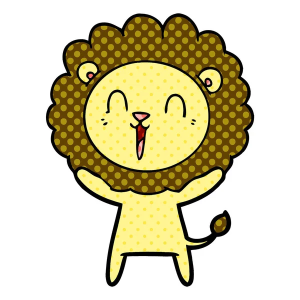 Vector Illustration Laughing Lion Cartoon — Stock Vector