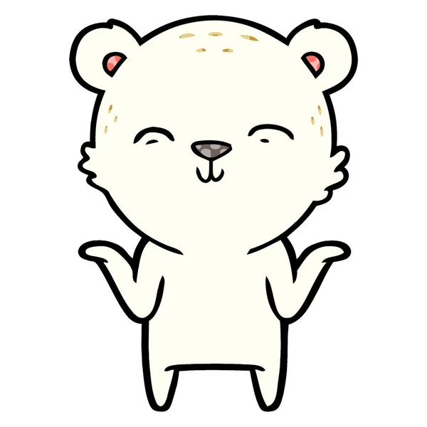 Feliz Desenho Animado Urso Polar Ombros Encolhendo —  Vetores de Stock