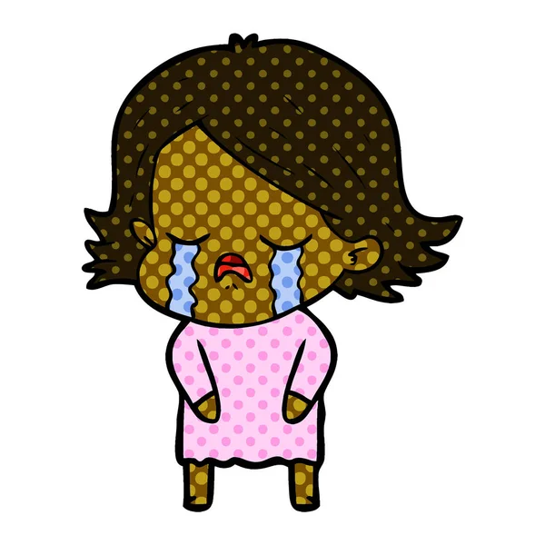 Vector Ilustración Dibujos Animados Niña Llorando — Vector de stock