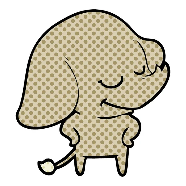 vektör çizim karikatür fil gülümseyen