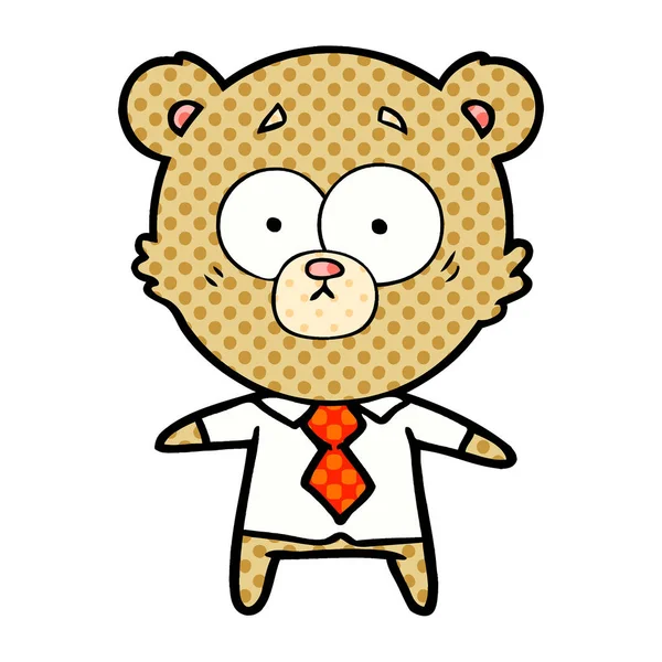 漫画驚いたクマのベクトル イラスト — ストックベクタ