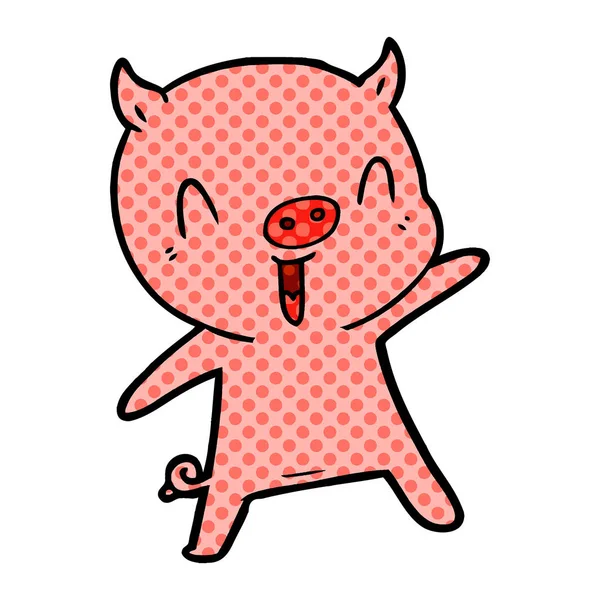 Ilustração Vetorial Dança Porco Dos Desenhos Animados — Vetor de Stock