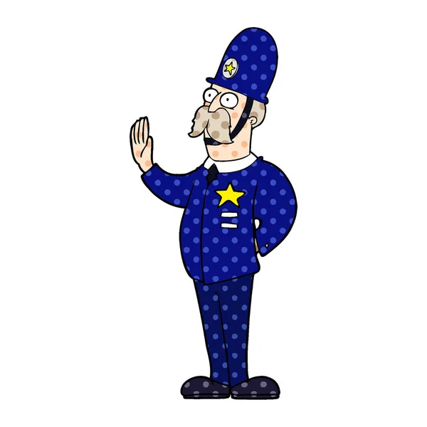 Caricatura Policía Haciendo Stop Gesture — Archivo Imágenes Vectoriales