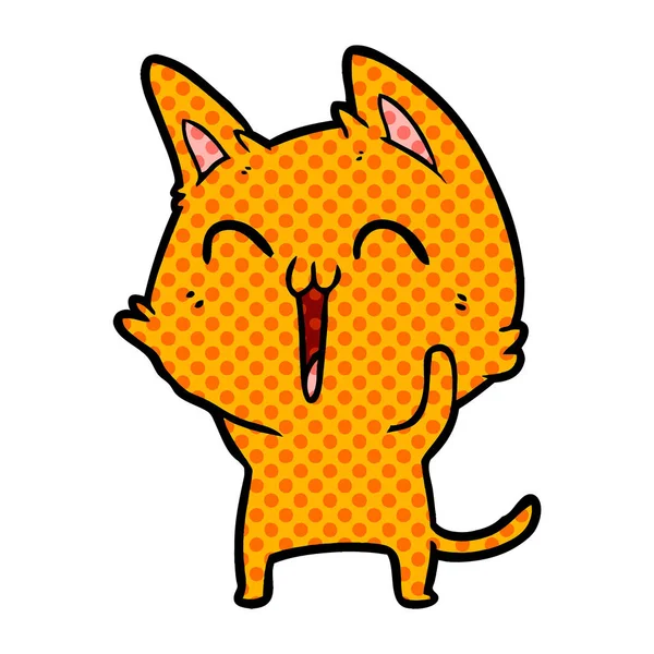 Vector Illustration Happy Cartoon Cat — Stock Vector