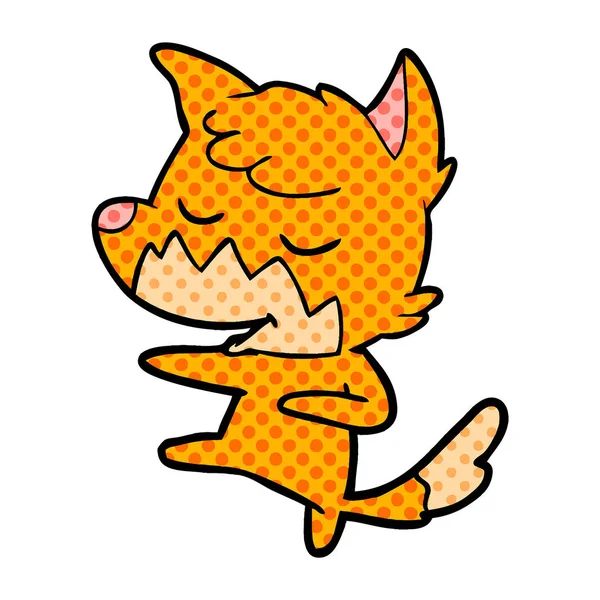 Vriendelijke Cartoon Fox Dansen — Stockvector