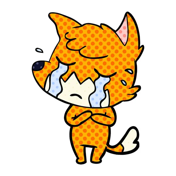 Vector Illustration Crying Fox Cartoon — Stock Vector