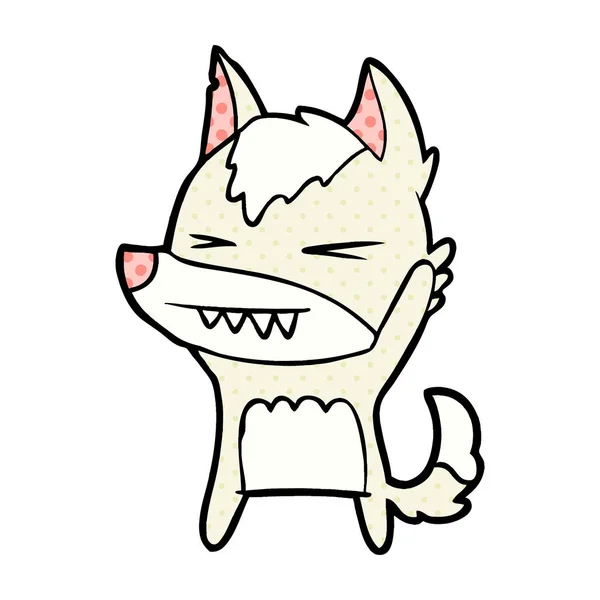 Vector Illustration Angry Wolf Cartoon — Stock Vector