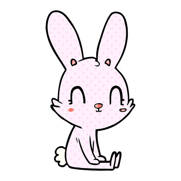 Mignon Dessin Animé Lapin Assis — Image vectorielle