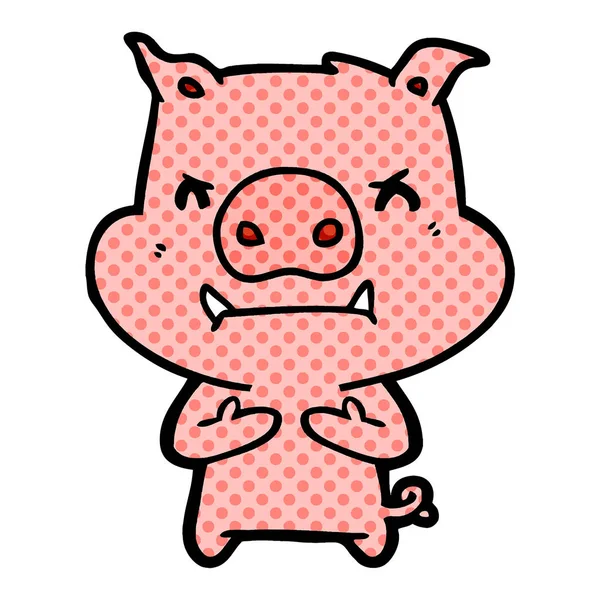 Illustration Vectorielle Cochon Dessin Animé Colère — Image vectorielle