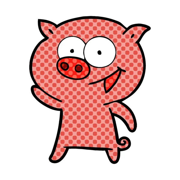 Vector Illustration Cheerful Pig Cartoon — Stock Vector