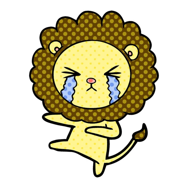 Vector Illustration Cartoon Crying Lion — Stock Vector