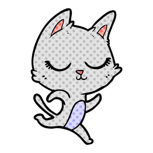 Vectorillustratie Van Kalm Cartoon Kat — Stockvector