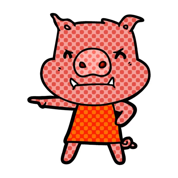愤怒卡通猪的矢量例证 — 图库矢量图片