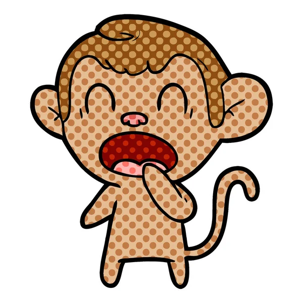 Εικονογράφηση Διάνυσμα Χασμουρητό Κινουμένων Σχεδίων Μαϊμού — Διανυσματικό Αρχείο