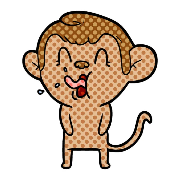 Vectorillustratie Voor Cartoon Monkey Tonen Tong Geïsoleerd Wit — Stockvector