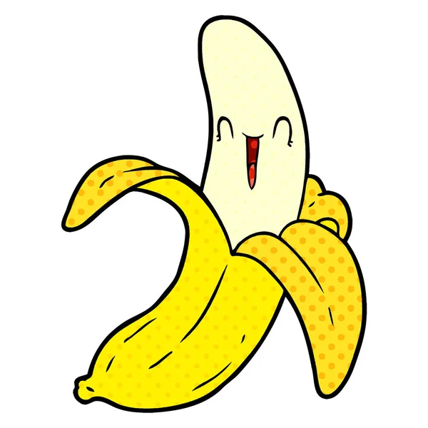 Desenho Animado Louco Feliz Banana — Vetor de Stock