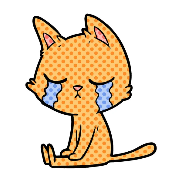 Векторна Ілюстрація Плаче Мультяшний Кіт — стоковий вектор