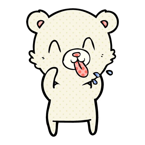 粗鲁的卡通北极熊伸出舌头 — 图库矢量图片