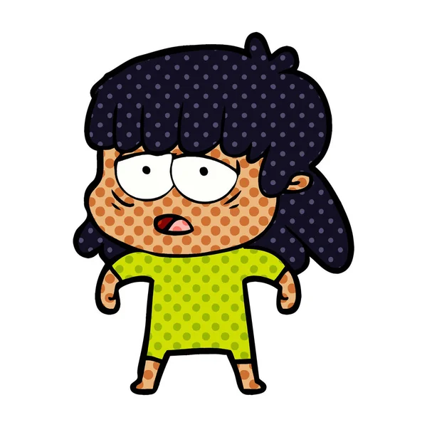 Vector Ilustración Dibujos Animados Mujer Cansada — Vector de stock