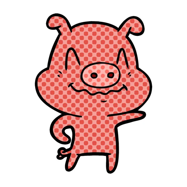 Illustration Vectorielle Cochon Dessin Animé Nerveux — Image vectorielle