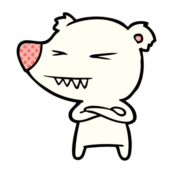 愤怒的北极熊卡通折叠臂 — 图库矢量图片