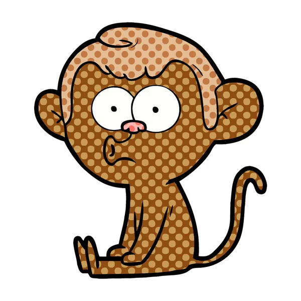 Ilustração Vetorial Macaco Assobiando Sentado Desenhos Animados Isolado Branco —  Vetores de Stock